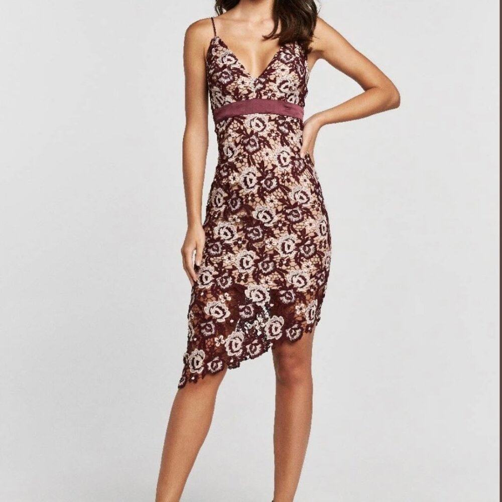 Bardot Womens Dress Sz 10 Dalia Lace In Burgundy Floral Sleeveless Party Formal